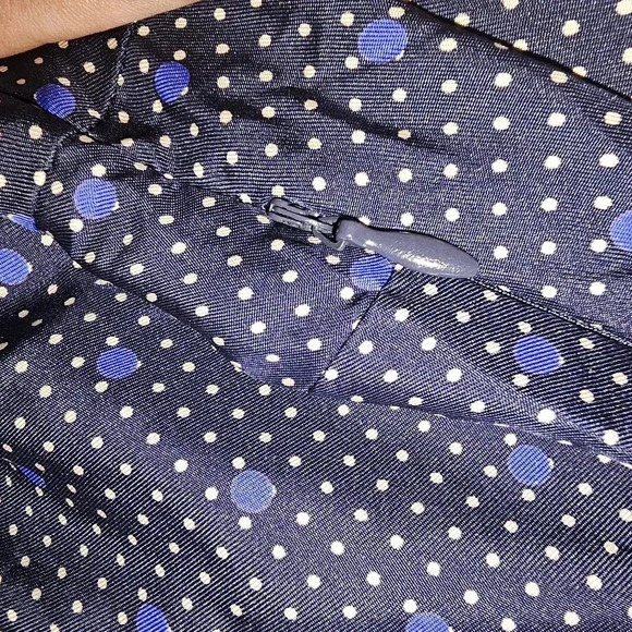 Ben Sherman 100% Silk Navy Blue / White Polka Dot Womens Blouse SZ SMALL - Picture 9 of 12